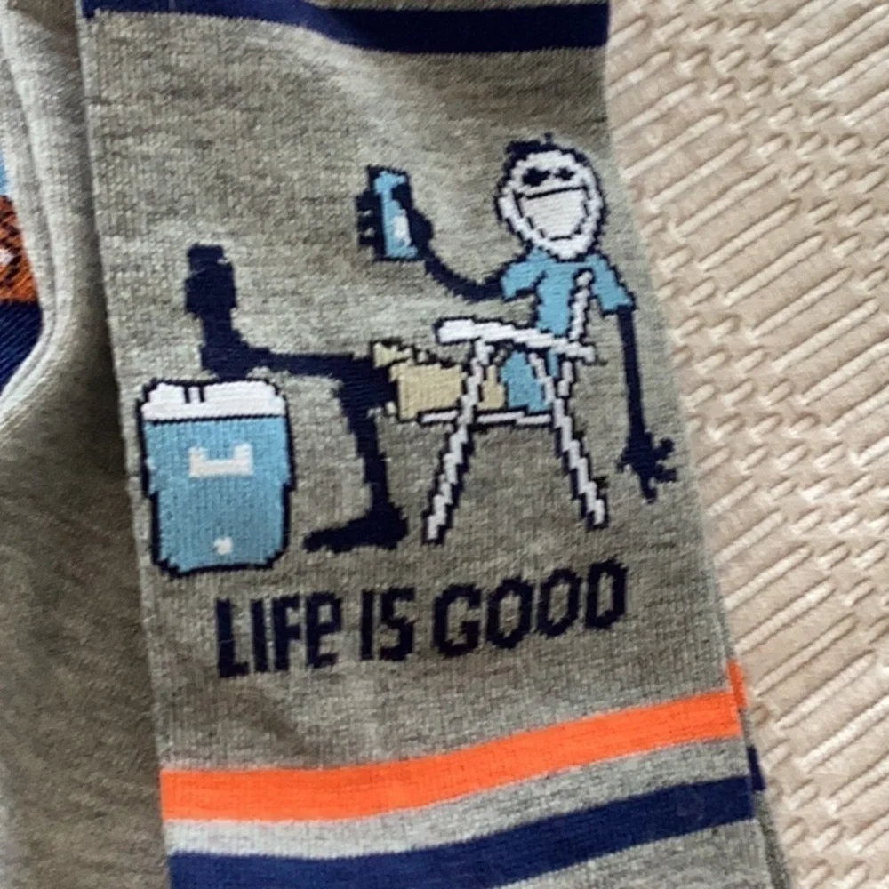 Life Is Good 3 Pair Men's Novelty Crew Sock With Cooler Drinks, Shoe Size 6-12.5